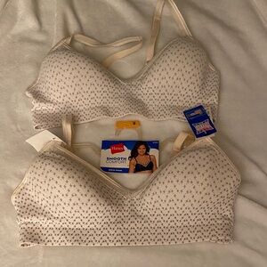 Hanes Women's Cream Patterned Bra set of two NWT